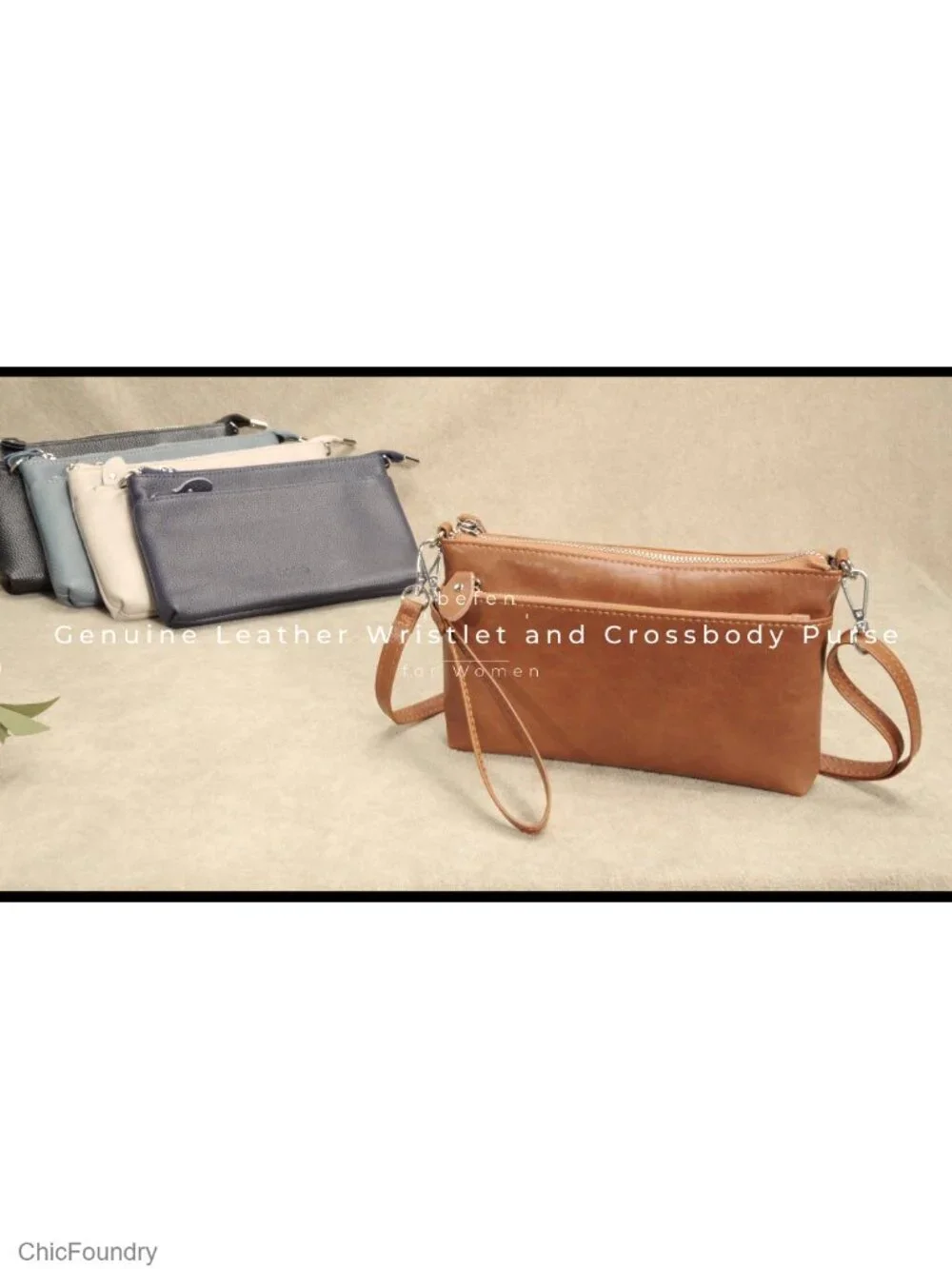 Genuine Leather Wristlet Clutch Crossbody RFID Blocking Wallet Purse